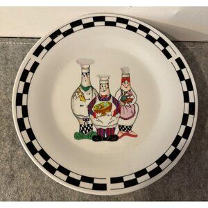 Set of 4 Trisa Stoneware 8" Salad Plates w/Chubby Bottle Shaped Chefs  # 3170